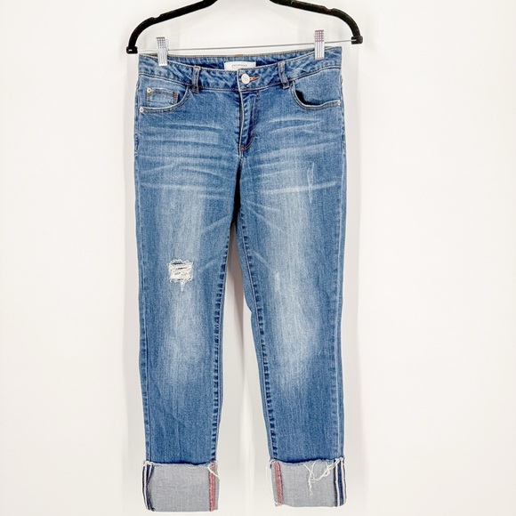 Promod Blue Cropped Jeans with Distressed Style - Picture 1 of 6